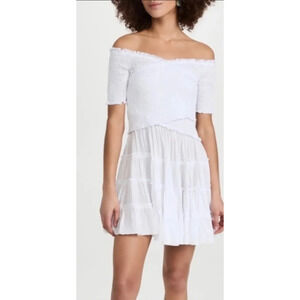 Poupette St Barth White Off-Shoulder Midi Dress